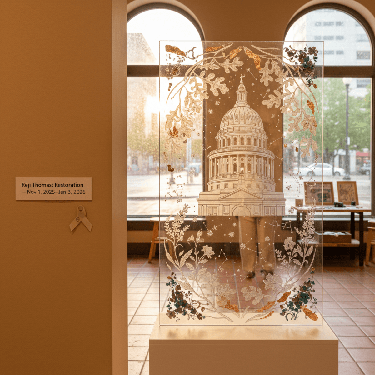 Austin insider's guide to Reji Thomas' "Restoration" at Old Bakery & Emporium: Veterans Month spotlight, glass secrets, and how to see it best